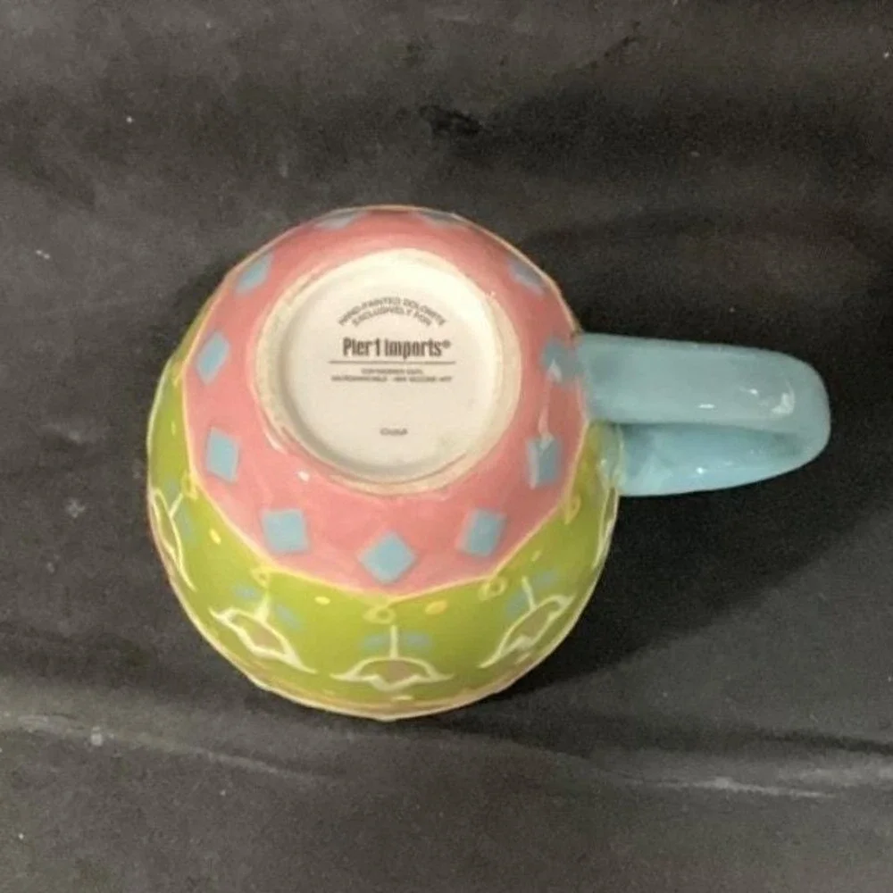 Pier 1 Imports Easter Egg Mugs, Set of‎ 2, 3D Textured Ceramic Coffee Cups